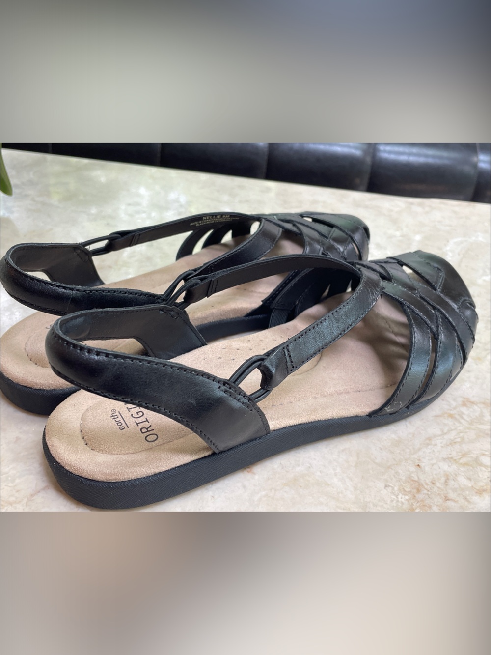 Earth Origins “Nellie” Black Leather Comfort Sandals | Women’s Size 9 - Picture 9 of 10